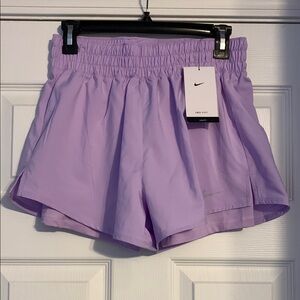 NWT Nike Women's One Dri-FIT High Waisted 3” 2-in-1 Lavender Shorts Size S